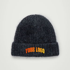 Gorro de mohair unisex al por mayor para hombre, gorro tejido jacquard personalizado con logotipo personalizado, ropa de calle cálida, gorro de mohair de invierno para hombre - Product Image 1