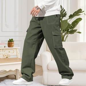 กางเกงยีนส์ทรงหลวมเอวกลางสำหรับผู้ชาย ขากว้าง สไตล์คาร์โก้ ล้างแบบวินเทจ ซักได้ ใส่ได้ทุกวัน เหมาะกับฤดูใบไม้ผลิและกิจกรรมกลางแจ้ง - Product Image 2