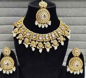 Anti Tarnish Kundan Choker <b>Necklaces</b> Set Wedding Party Wear Jewellery customise available in all shapes and size - Product Image 2
