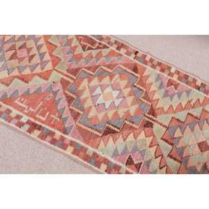 Turkish Vintage Rug 2.4x8.4 ft, <b>Red</b> Patchwork Rug - Product Image 4