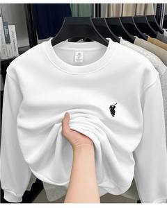 Sudadera con Capucha de Estilo Americano para Hombre, de Algodón, Tejida, con Estampado Animal, Logotipo de Caballito Bordado, Cuello Redondo, Manga Larga, para Primavera y Otoño - Product Image 2