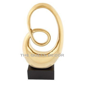 Haute qualité en aluminium métal Unique coeur forme plaqué or finition maison Sculpture décorative pour la décoration de bureau à domicile - Product Image 4