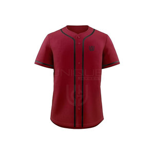 เสื้อเจอร์ซีย์เบสบอลแบบติดกระดุมเสื้อเจอร์ซีย์เบสบอลสีทึบ - Product Image 1