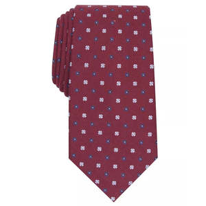 Cravatta Classica Rossa da Uomo con Stampa Floreale in Poliestere, Logo Personalizzato per Occasioni Casual e Formali, Taglia Regolare, Confezionata in Scatola Regalo - Product Image 1