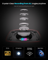 Caméra mini AKEEYO IP66 étanche 2.0mp Wifi 1800mah 2k 1080 pour moto avec application mobile