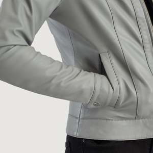 Veste en cuir classique à col gris Vixen pour la saison d'automne - Product Image 6