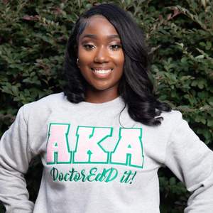 2025 Greek Women's Pink Stripe <b>Sweatshirt</b> Sorority Long Sleeve Pullover with Green XAKA Letters, Casual Cotton Blend Greek Wear - Product Image 4