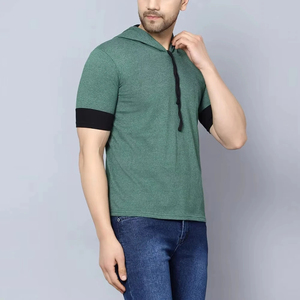 T-shirt à capuche en coton pour hommes fait sur mesure, respirant, léger, décontracté, gym, vêtements de mode, style de rue avec logo imprimé - Product Image 2