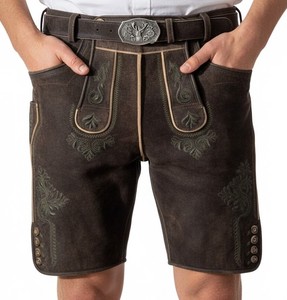 Pantalones Cortos de Cuero de Cabra Antiguos Bávaros, Transpirables, para Hombre, para el Oktoberfest - Product Image 4