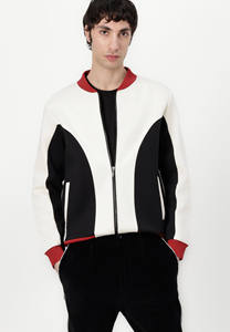 Dernière mode personnalisée col côtelé rouge Vintage 100% coton Varsity Jacket hommes Stand Button Letterman College Baseball Bomber - Product Image 5