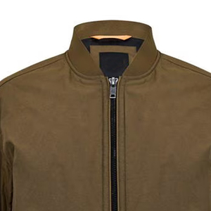Blouson d'aviateur décontracté coupe ajustée pour hommes Manteau uni à fermeture éclair et col montant fin en toile pour le printemps et l'automne - Product Image 4