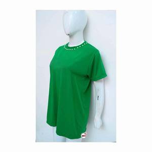 T-shirt brodé pour femmes 100% coton respirant Logo personnalisé chemises Streetwear demi-manches écologiques pour l'été - Product Image 1