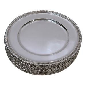 Elegante Placa de cargador decorativa metálica plateada para Banquete de celebración de aniversario con arreglo de cena de lujo - Product Image 5