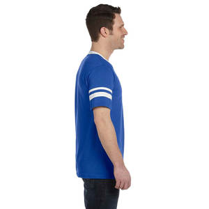 Camiseta azul real con cuello en V para hombre, camiseta informal básica de manga corta de algodón sólido Premium, camiseta sostenible anticontracción - Product Image 3