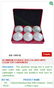 Caja de almacenamiento de aluminio coloreada con contenedores superiores transparentes GS 1751d Herramientas de joyería para joyeros - Product Image 2