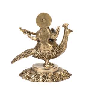 Estatua de Saraswati de Latón Hecha a Mano, Sentada sobre un Cisne, para Decoración del Hogar u Oficina, Estilo Art Deco para Diwali - Product Image 2