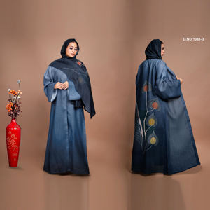 Chal de Lino para Mujer con Abertura Frontal y Elegante Estampado Trasero Inspirado en la Naturaleza - Product Image 4