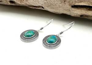 Pendientes clásicos joyería para mujer plata estilo bohemio joyería 925 plata esterlina turquesa piedras preciosas pendientes hechos a mano regalo - Product Image 2