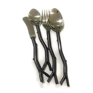 Ensemble de couverts en acier inoxydable à poignée design fini plaqué couleur argent de 5 fourchette cuillère couteau lave-vaisselle ensemble de couverts - Product Image 5