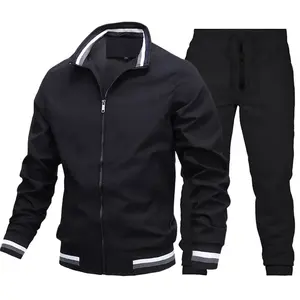 Venta caliente de encargo de la moda de los hombres Joggers de dos piezas conjunto de bloque de color chaqueta con capucha para los hombres chándal - Product Image 3