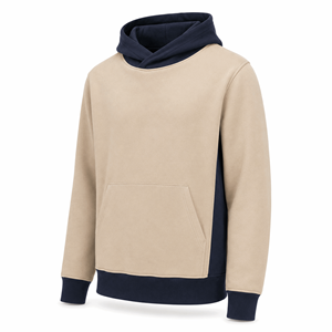 Wholesale for <b>Navy</b> Contrast Panel Pocket Pullover Hoodie <b>Men</b> Heavyweight Cotton <b>Fleece</b> Quick Dry Breathable Stringless - Product Image 3