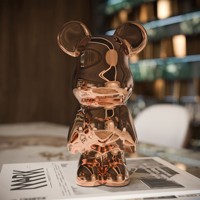 Ours rose en résine, objet décoratif 28 cm, design moderne, forme irrégulière, fabriqué en Italie, Saint-Valentin, salon, table, intérieur