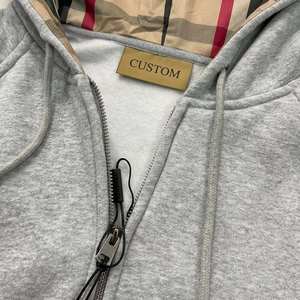 Sudadera con capucha de algodón y forro polar para hombre, diseño retro a cuadros, manga regular, personalizable OEM, estilo casual urbano - Product Image 2