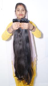 100% Virgen cruda sin procesar cutícula alineada venta al por mayor templo Natural recto paquete indio extensiones de cabello humano - Product Image 2