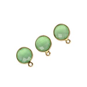 New Arrival 12mm <b>Green</b> Chalcedony Gemstone Bezel <b>Pendant</b> Rhodium Plated 18k Gold Sterling Silver Trendy Station Charm Gift - Product Image 3