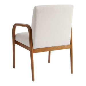 เก้าอี้ทานข้าวไม้สักแท้ รุ่นซามูเอล พร้อมเบาะหนานุ่มสีขาวและเคลือบสีน้ำตาลเงา - Product Image 4