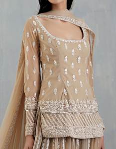 Costume Palazzo pour femme Antra Lifestyle, style Bollywood moderne, couleur vive, broderie en géorgette, séchage rapide, pour mariage - Product Image 2