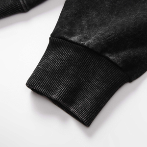 Sweat-shirt à capuche unisexe vintage noir délavé, logo personnalisé, support surdimensionné, streetwear, sweat-shirt à capuche - Product Image 5