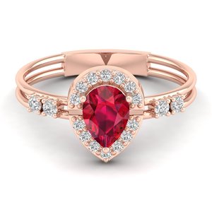Bague REYES de luxe en argent sterling 925 avec pierre précieuse rubis taille poire de 0,75 carat et halo de moissanite, bijoux de haute qualité pour femmes - Product Image 6