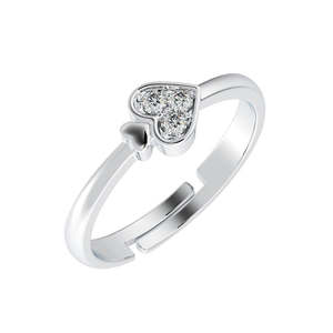 NOVAMART Fine Pure 925 Sterling Silver Spade <b>Adjustable</b> <b>Ring</b> Romantic Geometric Pattern with Zircon Rhodium Plated for Women and - Product Image 1