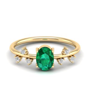 Anillos de Piedras Preciosas de Esmeralda de Corte Ovalado de Diseño Único REYES de 0.75 Quilates en Plata de Ley 925, Joyería de Moissanita para Ella - Product Image 6