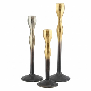 Finest Quality Solid <b>Gold</b> Finish Luxury Unique <b>Pillar</b> <b>Candle</b> Holder Handcrafted Hammered Metal Tapered Base Eco-Friendly Durable - Product Image 2