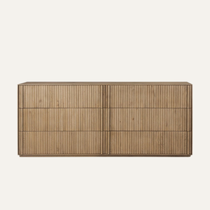 Cómoda de Madera de Teca Mindi de Lujo, Diseño Europeo Moderno, Mueble de Madera Maciza para Dormitorio o Sala de Estar, 6 Cajones, Montaje en Pared - Product Image 6