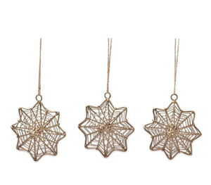 Juego de 3 decoraciones de árbol de Navidad de estrella antigua rústica Bohemia adornos festivos colgantes de alambre y medias navideñas - Product Image 2