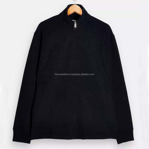Vêtements décontractés de haute qualité Logo personnalisé hommes Polyester sweat demi fermeture éclair col haut sur la taille thermique 100% coton sweats à capuche hommes - Product Image 2
