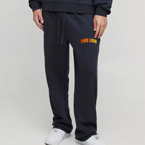 Pantalon de jogging baggy évasé en coton surdimensionné, lavé et uni, avec logo personnalisé, fabriqué sur mesure - Product Image 2