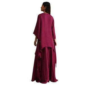Costume Kurta Palazzo brodé de vin, vente en gros de vêtements ethniques pour femmes, fournisseur d'usine OEM, tenue de fête personnalisée pour les mariages - Product Image 5