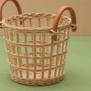 Cesta de mimbre ecológica para aperitivos y frutas, cesta de exhibición rústica hecha a mano con asa, bandeja redonda de mimbre hecha en Vietnam - Product Image 5