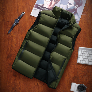 New Fashion Custom Logo Printed <b>Men</b> Winter Down Vest Jacket Stand Collar Sleeveless Cotton Down Jacket Body <b>Warmer</b> U - Product Image 5