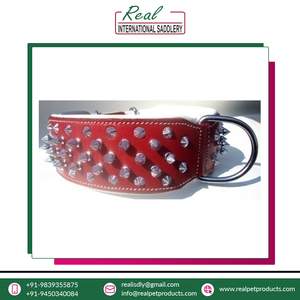 Directo India alta calidad 100% cuero genuino hecho a mano ecológico acolchado perro cuello Collar personalizable Animal mascota collares - Product Image 2