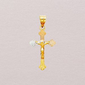 Pendentif personnalisé 14K trois tons à la mode en diamant crucifix jésus croix timbre or rose or argent cuivre pour enfants - Product Image 4