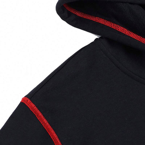 เสื้อมีฮู้ดผ้าปะติดสีแดงสำหรับผู้ชายเสื้อผ้าแฟชั่นแนวสตรีทแบบลำลองสำหรับฤดูหนาวโลโก้ตามสั่ง - Product Image 4