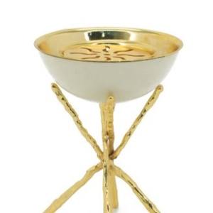 Brûleur d'encens moderne blanc et or en forme de branche, bol rond en métal, design arabe, pour usage domestique et cadeaux au Moyen-Orient et au Golfe - Product Image 6