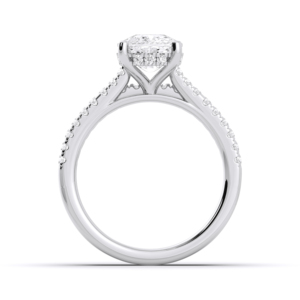 Anillo de compromiso de diamante de corte redondo y cojín de 3,55 quilates con banda a juego hecha en platino, tamaño de quilates/VS Lab Grown(Centre3.00CT) - Product Image 4