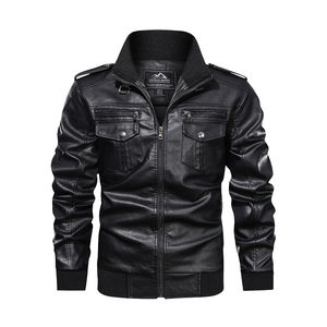 Nueva moda de invierno de pie cuello motocicleta chaqueta PU chaqueta de cuero chaqueta de los hombres - Product Image 2
