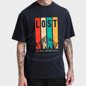 T-shirt en toile 100% coton pour homme, écologique, respirant, anti-froissement, séchage rapide, coupe ample, motif graphique unique, style urbain - Product Image 1